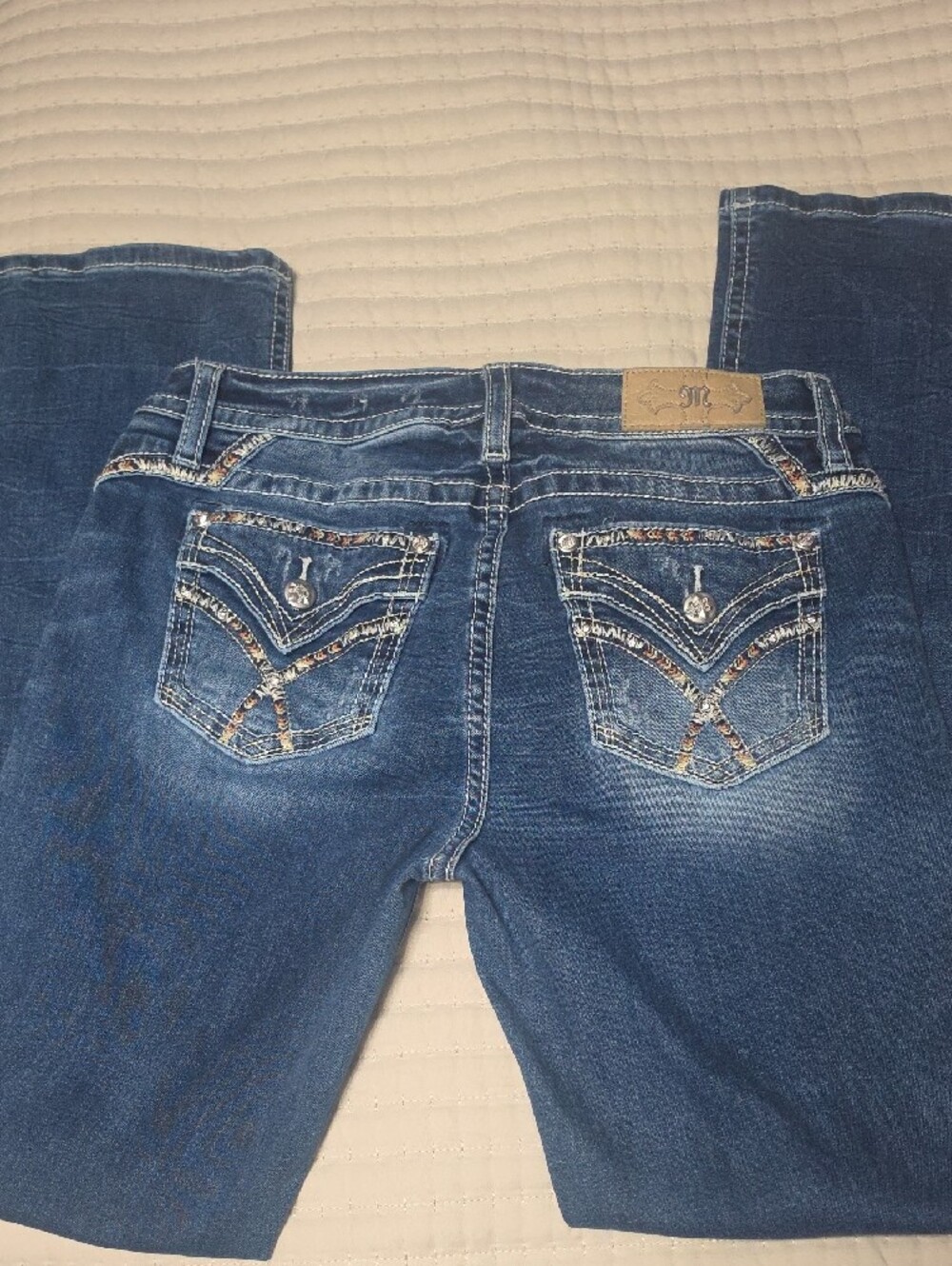 Miss Me Dark Blue Bootcut Jeans with Embellished Back Pockets - Picture 4 of 5